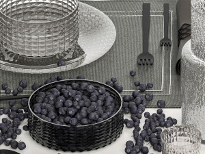 Table Setting With A Bouquet And Blueberries 3D Model