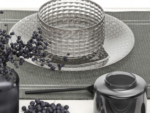 Table Setting With A Bouquet And Blueberries 3D Model