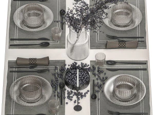 Nakrycie stołu z bukietem gałązek bor&oacute;wek Model 3D