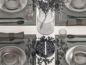 Table setting with a bouquet of blueberry branches 3Dモデル
