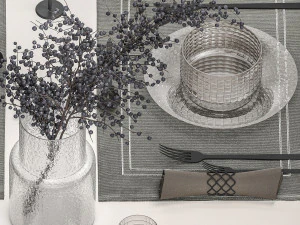 Table setting with a bouquet of blueberry branches 3D Model