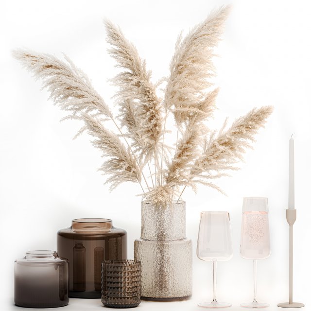 Next Color palette Bouquet Of Pampas Grass In A Glass Vase With Decor Modelo 3D .c4d .max .obj .3ds .fbx .stl .blend 
