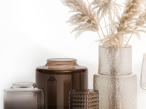 Next Color palette Bouquet Of Pampas Grass In A Glass Vase With Decor Modelo 3D