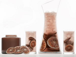 Iced Citrus Tea With Dried Orange Chips Modelo 3D