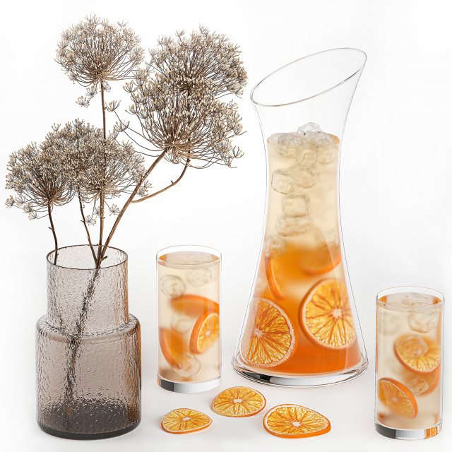 Citrus Lemonade With Ice And Orange Slices Modelo 3D .c4d .max .obj .3ds .fbx .stl .blend 