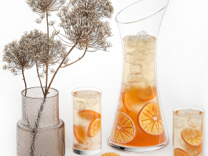 Citrus Lemonade With Ice And Orange Slices 3D Model