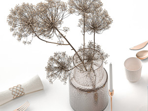 Stylish Table Setting For 4 Persons With Lemonade 3D 모델