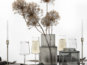 Table Setting For 4 Persons With A Bouquet hogweed 3D Модель