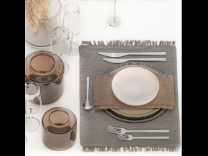 Table Setting With bouquet of dry reeds Model 3D