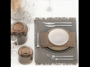 Table Setting With bouquet of dry reeds 3D Model