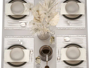 Table setting for 4 persons with a bouquet of dried flowers 31 3D Model