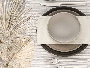 Table setting for 4 persons with a bouquet of dried flowers 31 3Dモデル