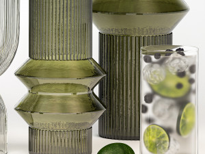 Bouquet Of Flowers With Blueberry And Lime Lemonad 3D Model
