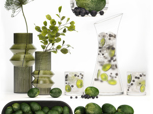 Bouquet Of Flowers With Carafe Of Lime Lemonade Modèle 3D