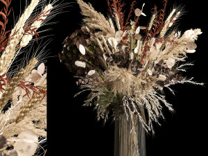 Decorative Bouquets Of Dried Flowers In A Vase 259 3D Model
