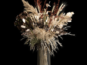 Decorative Bouquets Of Dried Flowers In A Vase 259 3D 模型