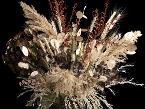 Decorative Bouquets Of Dried Flowers In A Vase 259 3D 模型