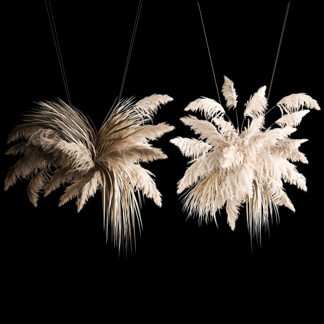 Hanging Bouquet Of Dry Reeds For Decoration 2 3D Model .c4d .max .obj .3ds .fbx .stl .blend 