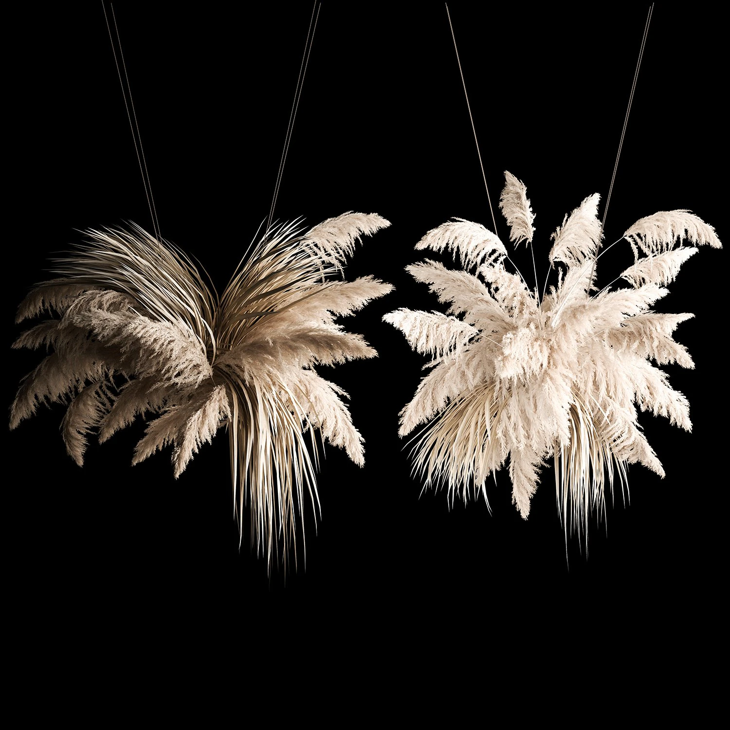 Hanging Bouquet Of Dry Reeds For Decoration 2 3D Model .c4d .max .obj .3ds .fbx .stl .blend 