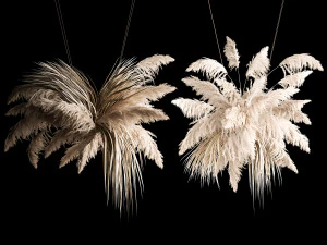 Mazzo appeso di canne secche per la decorazione 2 Modello 3D