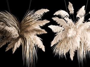 Hanging Bouquet Of Dry Reeds For Decoration 2 3D Model