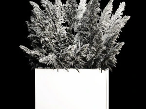 Deorative Bouquet In A Concrete Vase Of Dry Reeds 3D Model