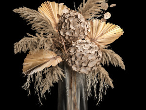 Bouquet Of Dried Flowers In Vase 264 3Dモデル