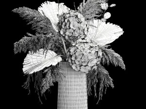 Bouquet Of Dried Flowers In Vase 264 3D Model