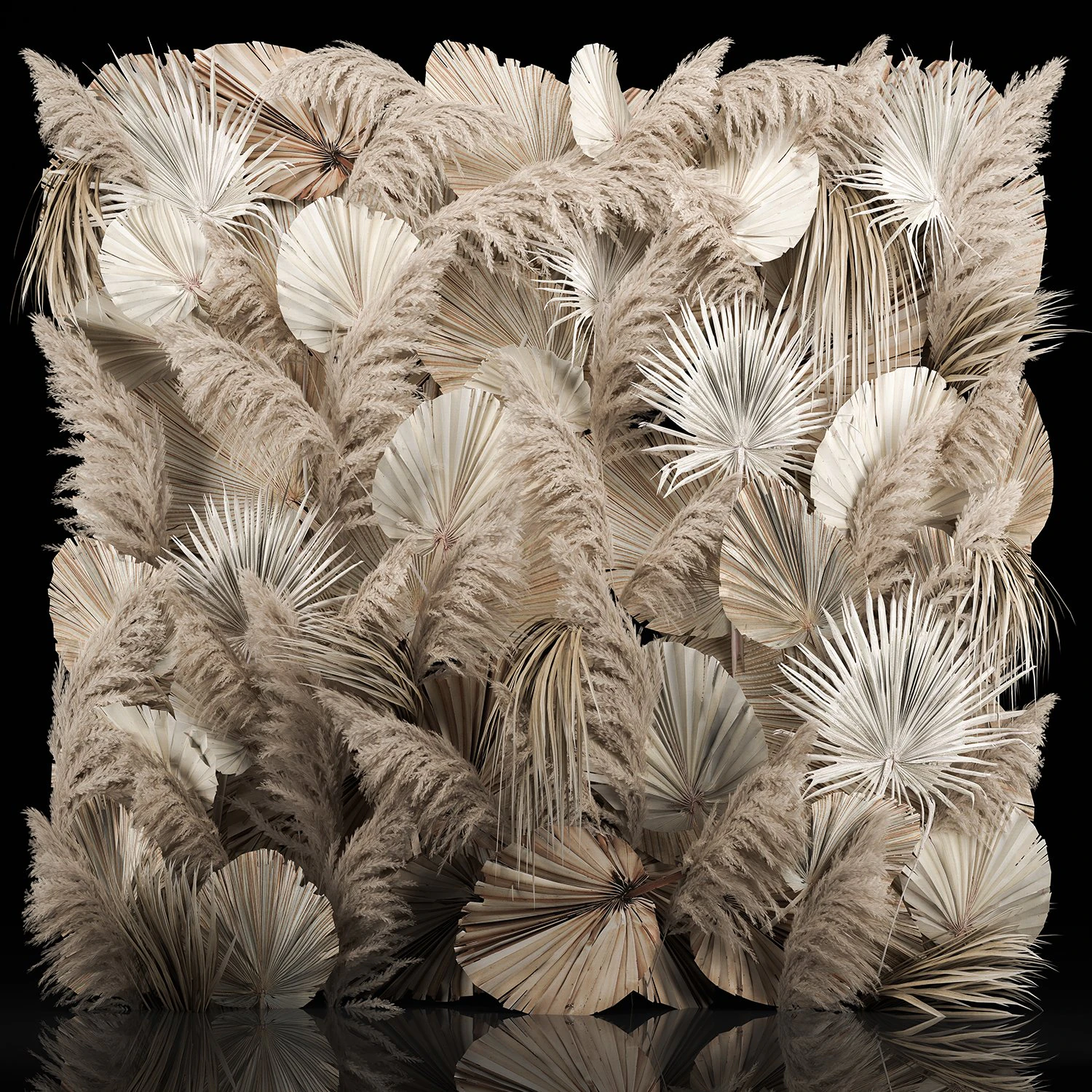 Wedding Decor Arch Wall Dried Flowers Pampas Grass 3D Model .c4d .max .obj .3ds .fbx .stl .blend 