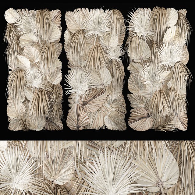 Phytowall Of Dried Flowers And Dry Palm Leaves 3D 模型 .c4d .max .obj .3ds .fbx .stl .blend 
