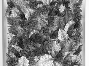 Phyto Wall Of Dry Palm Leaves And Pampas Grass 3Dモデル