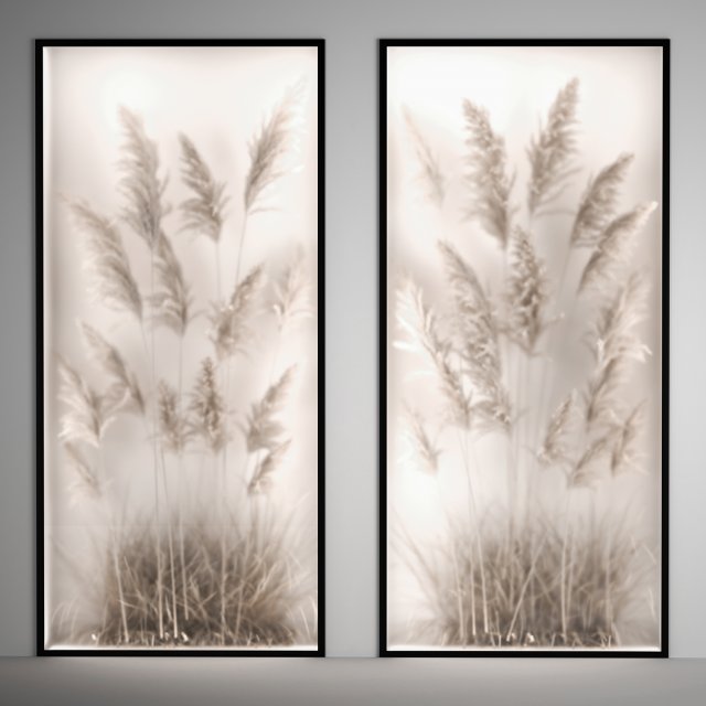 Vertical garden Of Dry Palm Leaves And Pampas Grass Modelo 3D .c4d .max .obj .3ds .fbx .stl .blend 