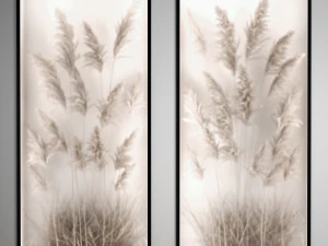 सूखी ताड़ की पत्तियों और पम्पास घास का ऊर्ध्वाधर उद्यान 3D मॉडल