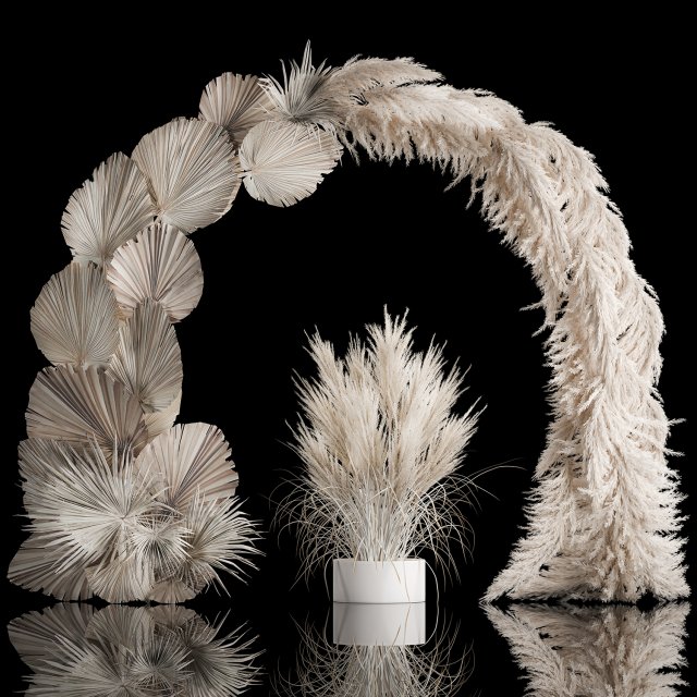Wedding arch made of dry palm branches and pampas grass 3D 모델 .c4d .max .obj .3ds .fbx .stl .blend 