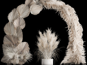 Wedding arch made of dry palm branches and pampas grass 3D Model