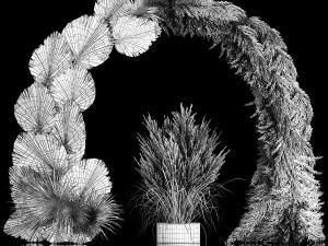 Arco de casamento feito de galhos secos de palmeira e grama dos pampas Modelo 3D