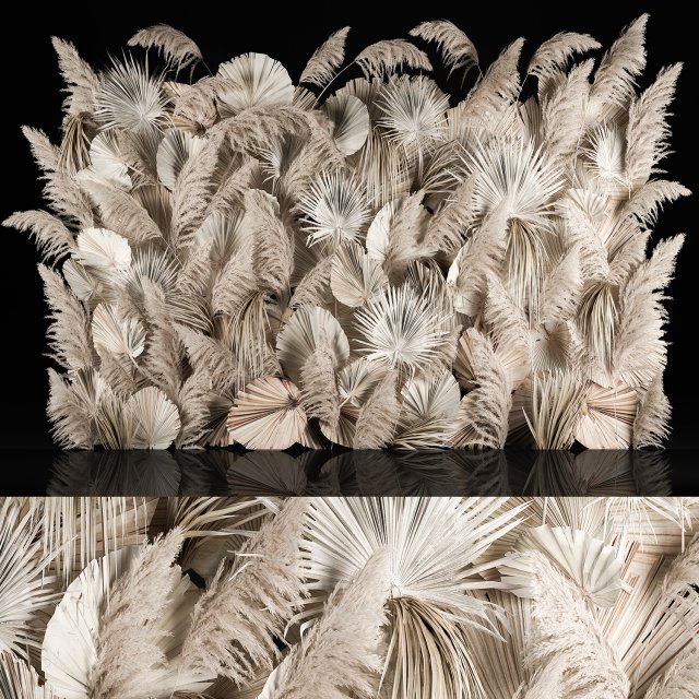 Vertical garden wall made of dry palm branches and pampas grass 3D Модель .c4d .max .obj .3ds .fbx .stl .blend 