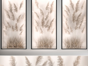 Vertical garden Of Dry Palm Leaves And Pampas Grass 284 3D Model