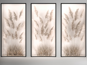 Vertical garden Of Dry Palm Leaves And Pampas Grass 284 3D Model