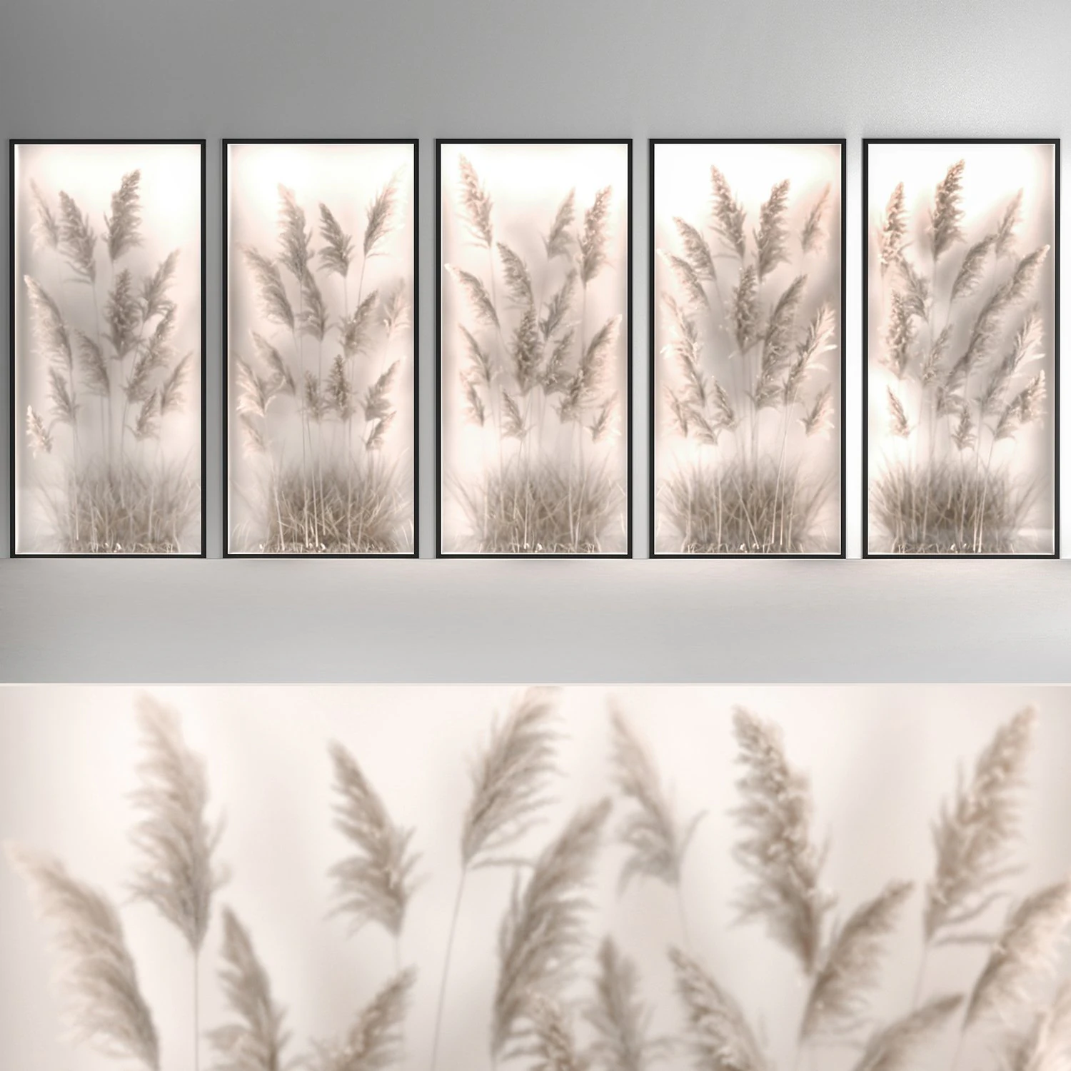Jardin vertical d'herbe de pampa et de roseaux secs dans une phyto box 285 Modèle 3D .c4d .max .obj .3ds .fbx .stl .blend 