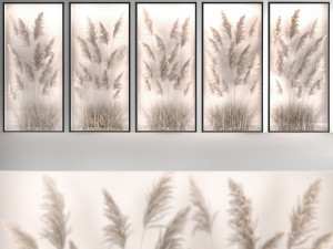 Vertical garden of pampas grass and dry reeds in a phyto box 285 3D Model