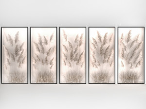 Vertical garden of pampas grass and dry reeds in a phyto box 285 Model 3D