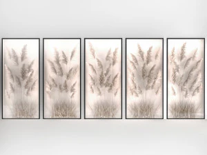 Jardin vertical d'herbe de pampa et de roseaux secs dans une phyto box 285 Modèle 3D