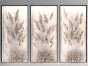 Jardin vertical d'herbe de pampa et de roseaux secs dans une phyto box 285 Modèle 3D
