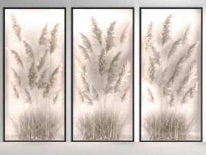 Jardin vertical d'herbe de pampa et de roseaux secs dans une phyto box 285 Modèle 3D