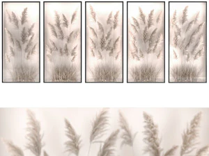 Jardin vertical d'herbe de pampa et de roseaux secs dans une phyto box 285 Modèle 3D