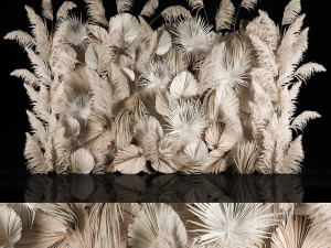 Vertical garden wall made of dry palm branches and pampas grass 3D Модель