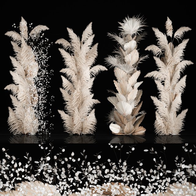 Art Installation Of Dry Branches Dried Flowers Modelo 3D .c4d .max .obj .3ds .fbx .stl .blend 