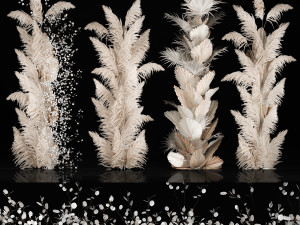 Art Installation Of Dry Branches Dried Flowers 3D Model