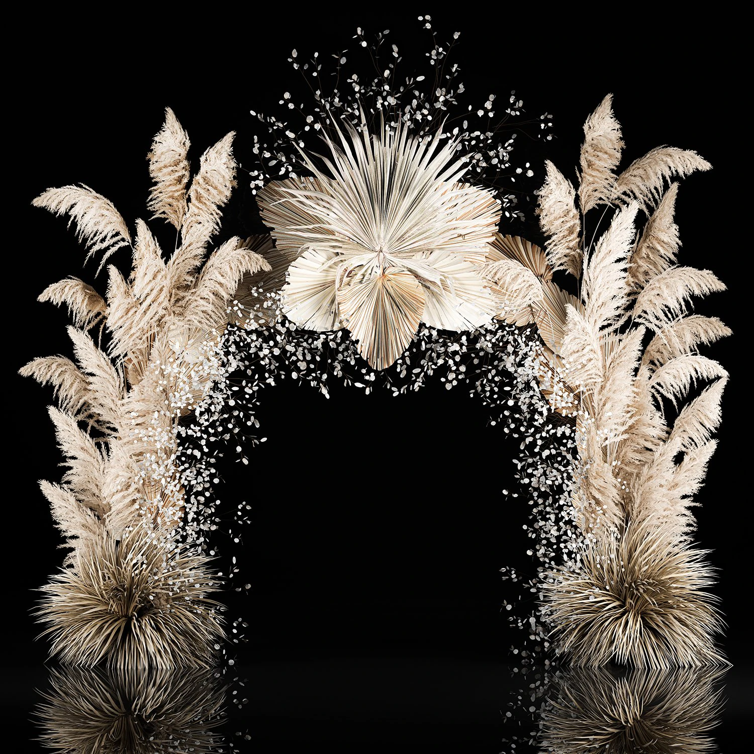 Wedding Arch Made Of Dried Flowers Pampas Grass 3D Model .c4d .max .obj .3ds .fbx .stl .blend 